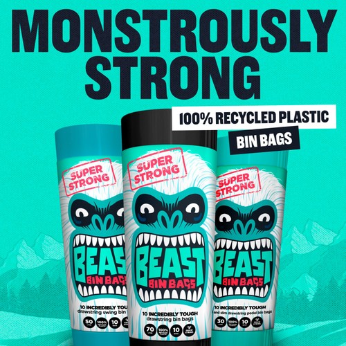 BEAST Incredibly Tough Drawstring Pedal Bin Bags 22L thumbnail 2
