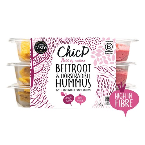 ChicP Beetroot & Horseradish Hummus Snack Pack Trio