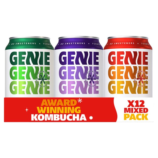 GENIE Kombucha Mixed Case (Dry Apple, Fiery Ginger & Blueberry/Raspberry)