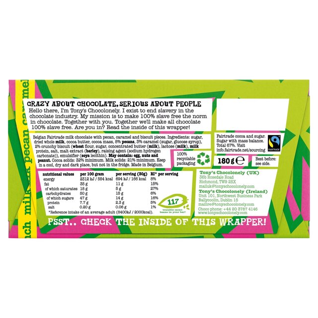 Tony's Chocolonely Milk Chocolate Crunch Pecan Caramel 180g thumbnail 2