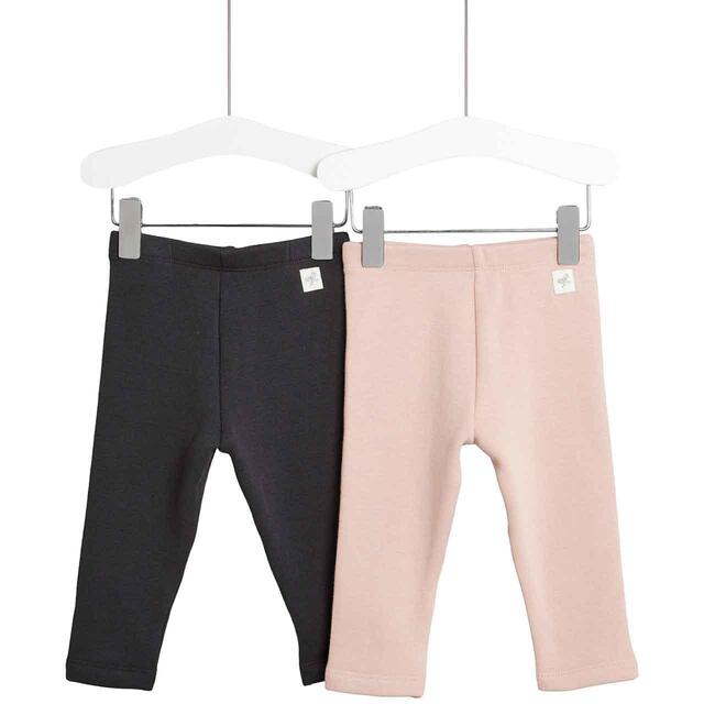 M&S Fleece Backed Leggings, 2 Pack,, 0 Months-3 Years, Grey Mix