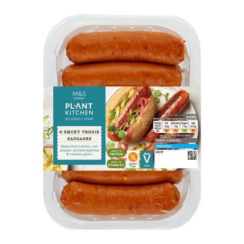 M&S Plant Kitchen Vegan 6 Smoky Veggie Sausages thumbnail 2