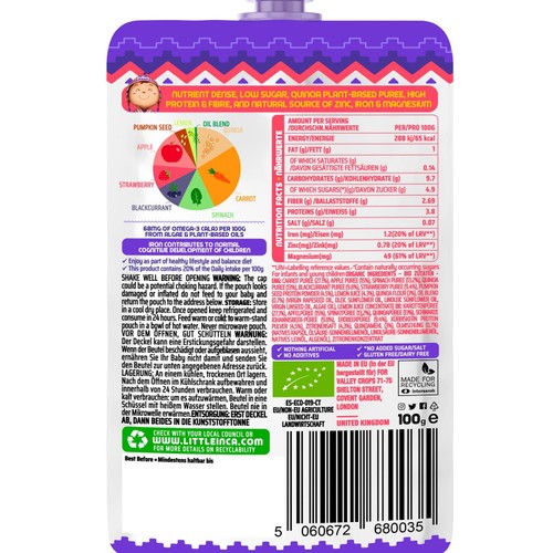 Little Inca Quinoa Yummy Purple Baby Food Pouch 6months+ thumbnail 2