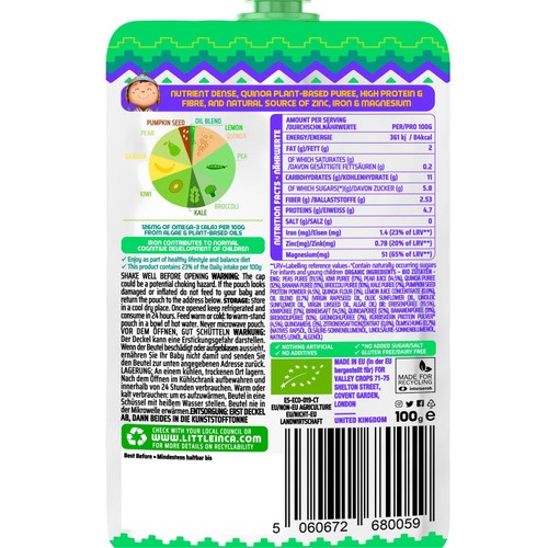 Little Inca Quinoa Joyful Green Baby Food Pouch 6 months+ thumbnail 2