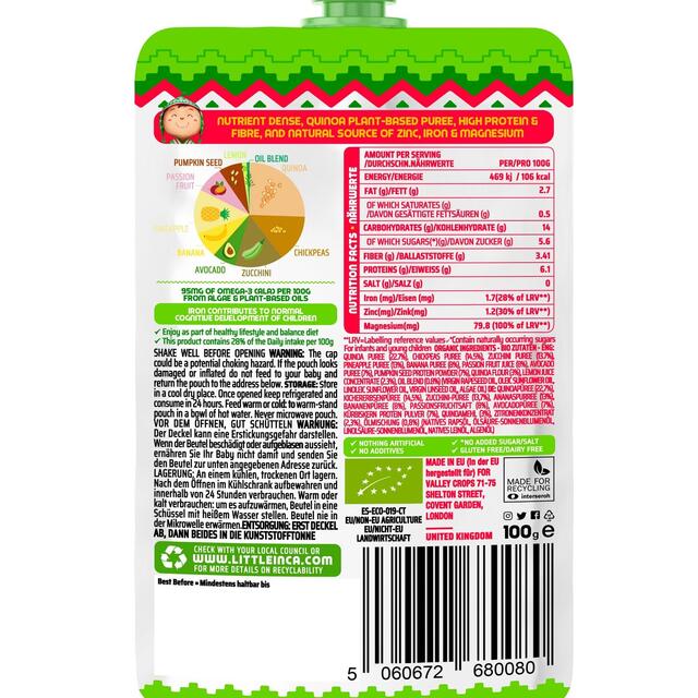 Little Inca Quinoa Hummus Baby Food Pouch 8 months+ thumbnail 2