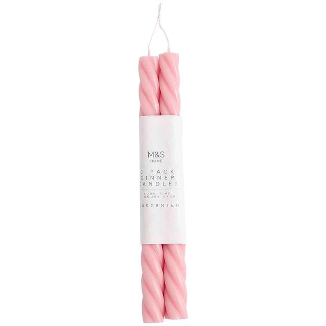 M&S Twisted Dinner Candles, Pink