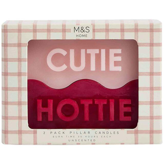 M&S Hottie & Cutie Pillar Candles, Unscented thumbnail 2