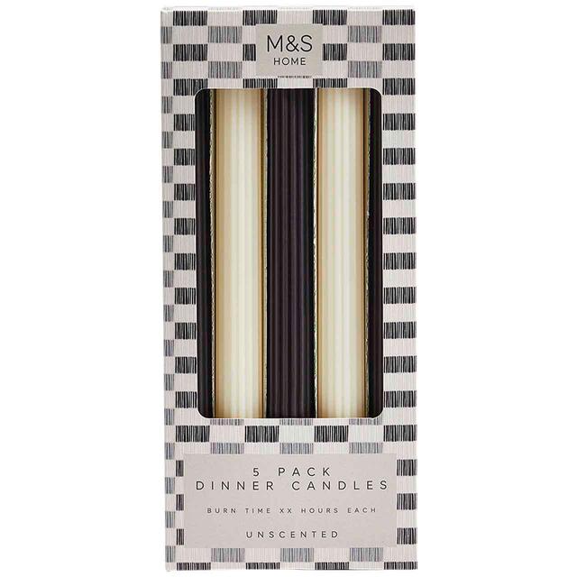 M&S Set of 5 Ridged Dinner Candles , Multi