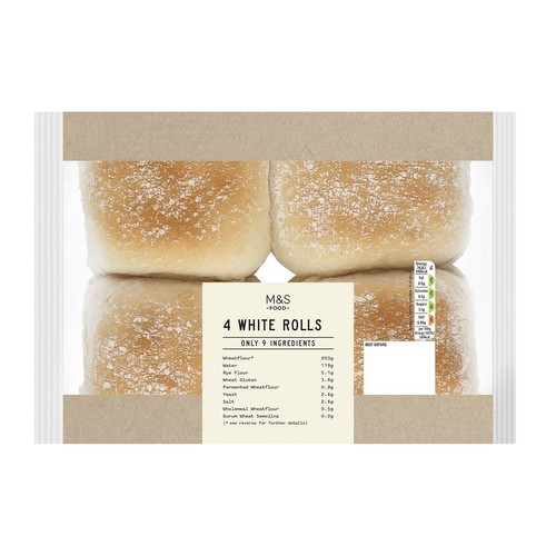 M&S Only 9 Ingredients 4 White Rolls thumbnail 3
