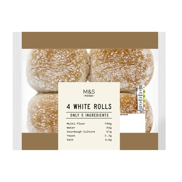 M&S Only 5 Ingredients 4 White Rolls thumbnail 2