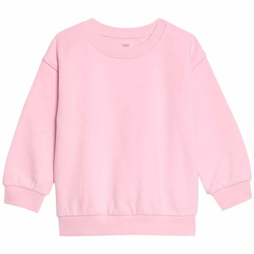 M&S Cotton Rich Plain Sweatshirt, 6-7 Years, Pink