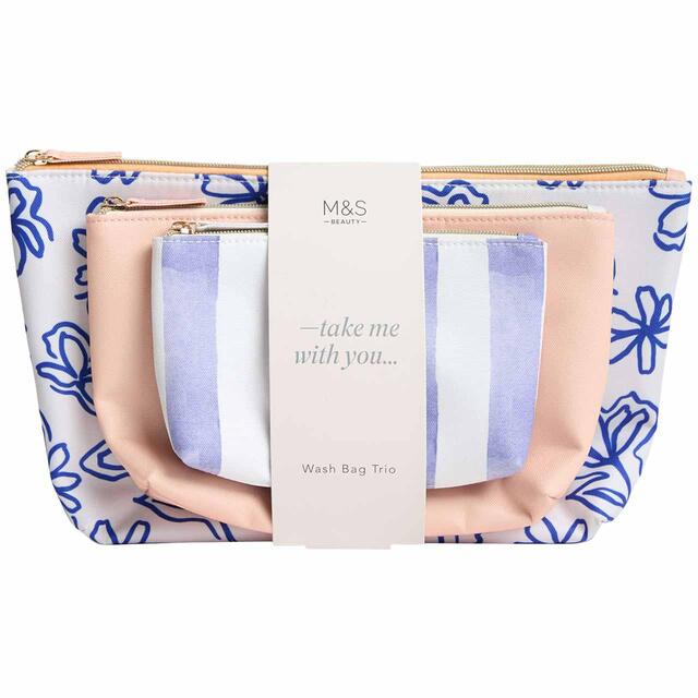 M&S Wash Bag Trio, Blue Mix