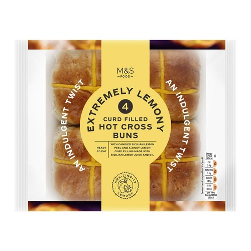 M&S 4 Extremely Lemony Curd Filled Hot Cross Buns thumbnail 3