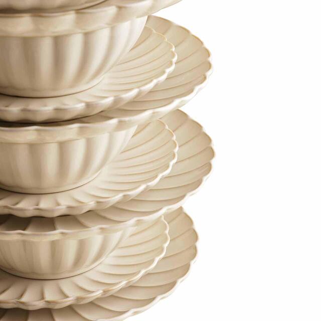 M&S Scallop 12 Piece Dinner Set, Natural thumbnail 2