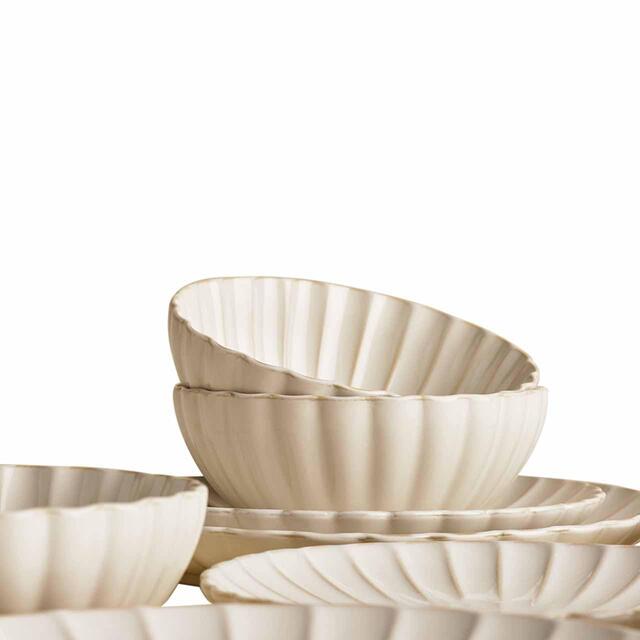 M&S Scallop 12 Piece Dinner Set, Natural thumbnail 3