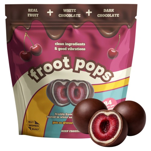 Froot Pops freshly frozen cherries coated in white and dark chocolate