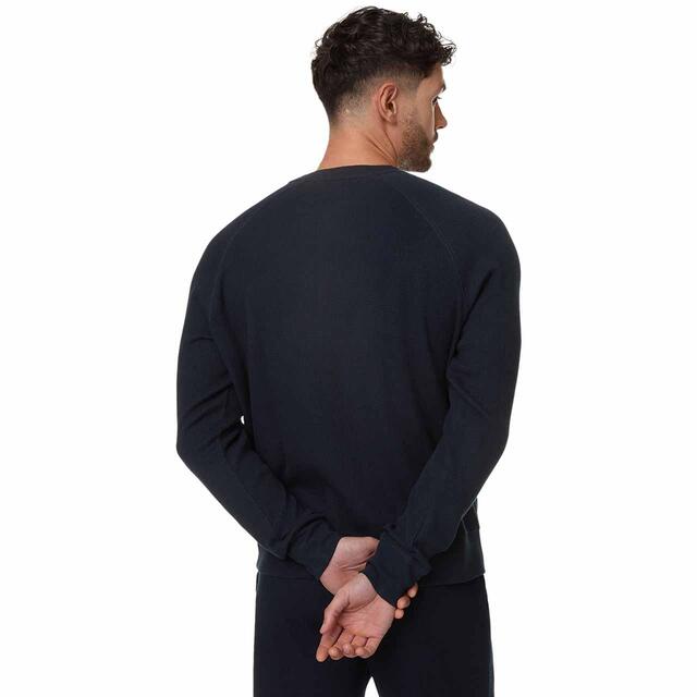 M&S Mens Pure Cotton Waffle Sweatshirt, S, Navy thumbnail 3