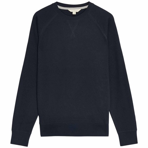 M&S Mens Pure Cotton Waffle Sweatshirt, M, Navy