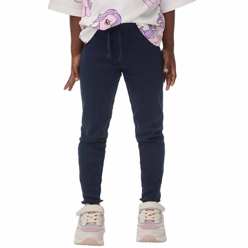 M&S Cotton Rich Plain Rib Leggings, 6-7 Years, Navy thumbnail 5