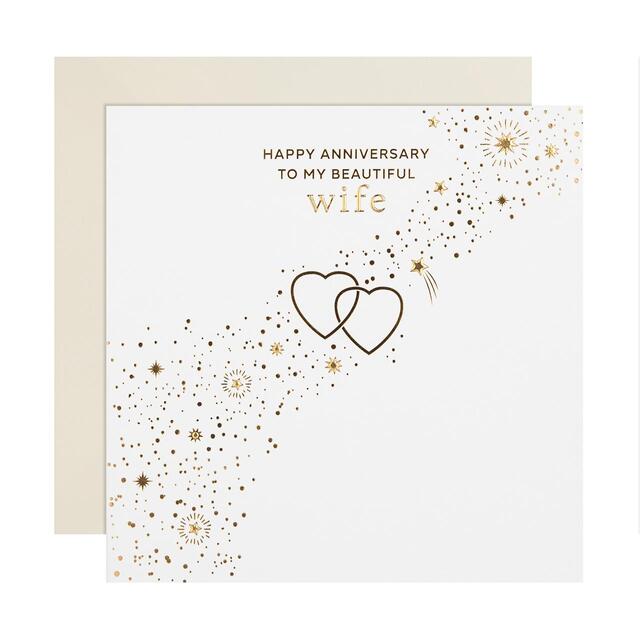 M&S Sparkling Hearts Wife Anniversary Card