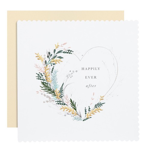 M&S Heart Flowers Happily Ever After Wedding Card