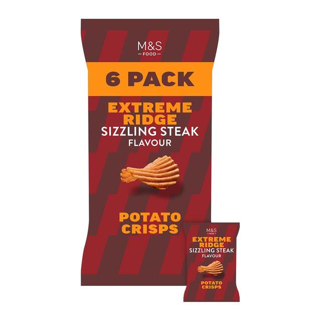 M&S Sizzling Steak Extreme Ridge Cut Crisps Multipack
