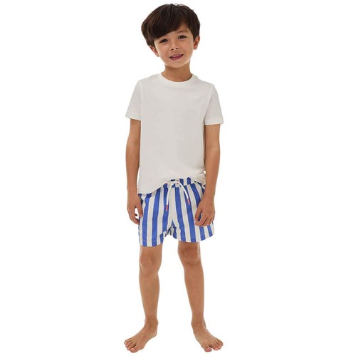 M&S Thick Stripe Swim Shorts, 3-4 Years, Blue thumbnail 3