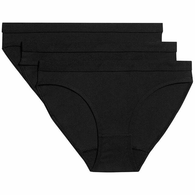 M&S Girls Cotton Stretch Knickers, 3 Pack, 6-7 Years, Black