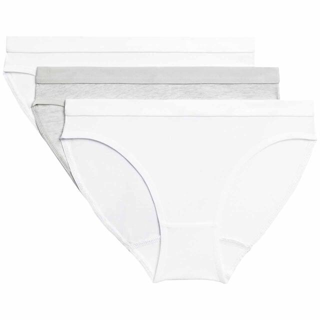 M&S Girls Cotton Stretch Knickers, 3 Pack, 6-12 Years, White Mix