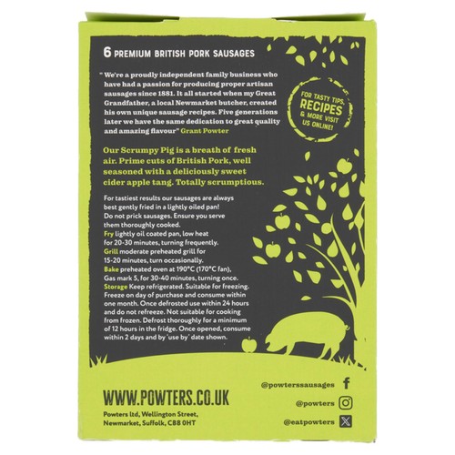Powters British Outdoor Bred 6 Scrumpy Pig Sausages thumbnail 2