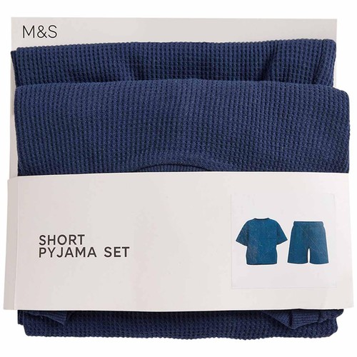 M&S Waffle Shorts, 2-3 Years, Indigo thumbnail 2
