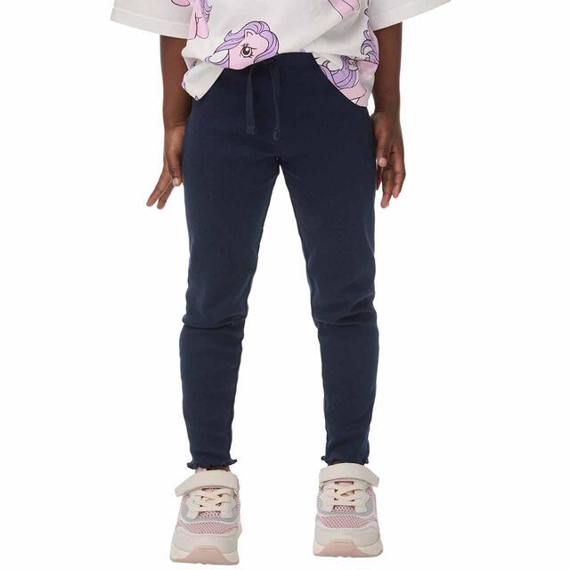 M&S Cotton Rich Plain Rib Leggings, 2-7 Years, Navy thumbnail 4