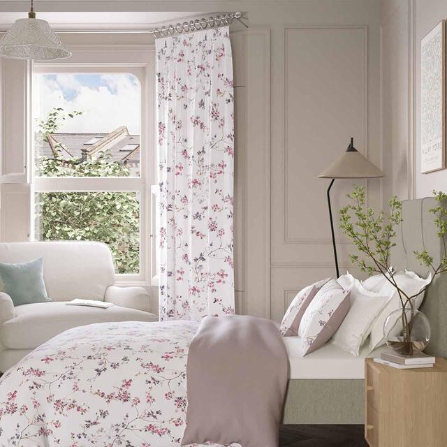 M&S Sateen Cherry Blossom Bedding Set, Single (3 ft), Pink Mix