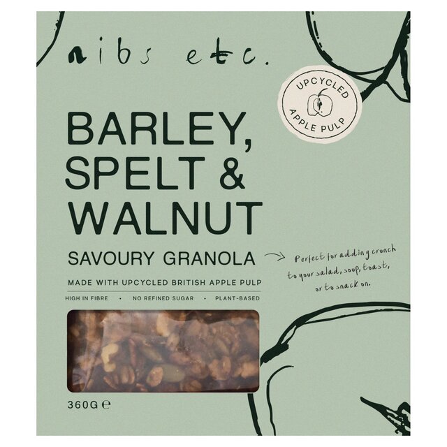 nibs etc. Barley, Spelt and Walnut savoury Granola