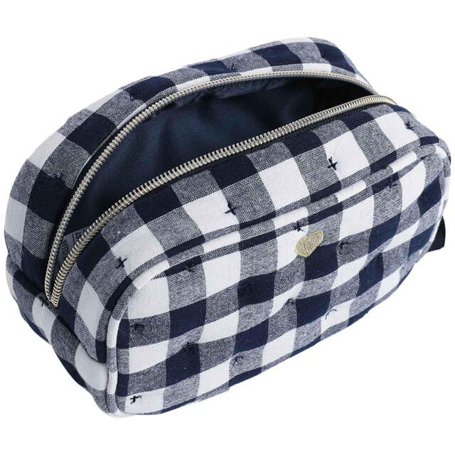 M&S Womens Blue and White Gingham Cosmetic Bag thumbnail 2