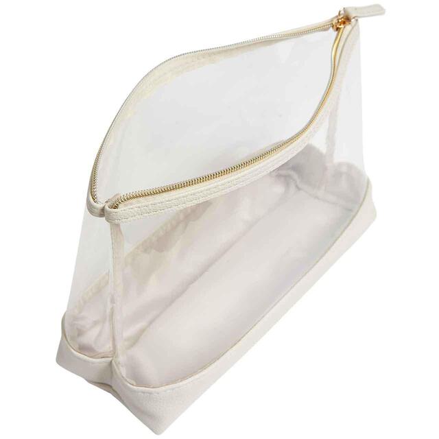 M&S Womens 3 Piece Clear Makeup Bag Set, Light Cream thumbnail 2