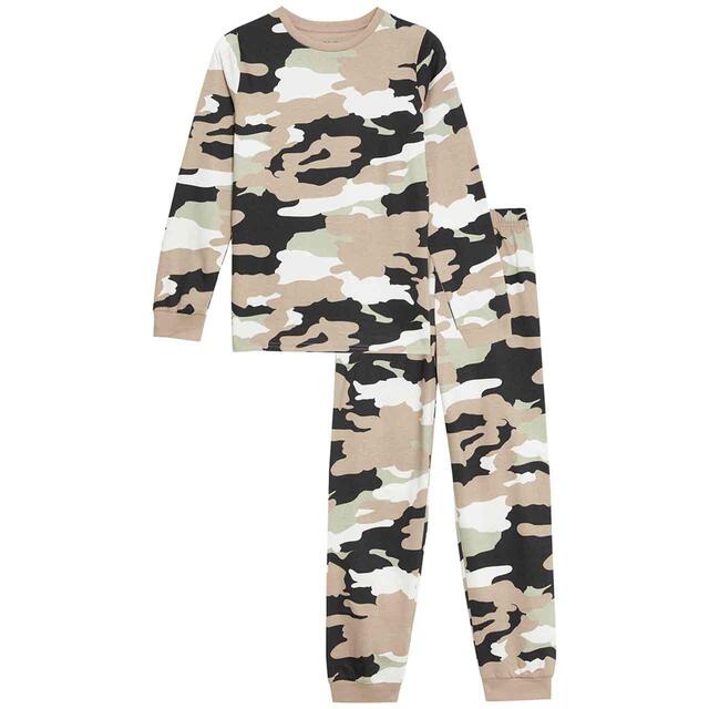 M&S Boys Pure Cotton Camouflage Pyjamas, 7-8 Years, Calico