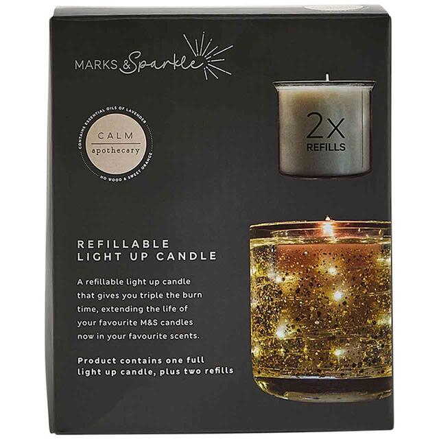 M&S Calm Light Up Candle & Refill Set, Gold thumbnail 3