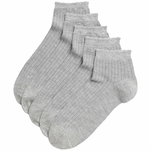 M&S Womens 5 Pack Seamless Toes Anklets, 3-5, Grey