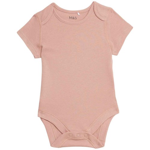 M&S Pure Cotton Bodysuits, 12-18 Months, Pink