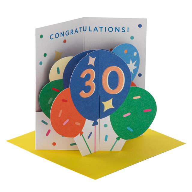 M&S 30th Birthday Balloons Card
