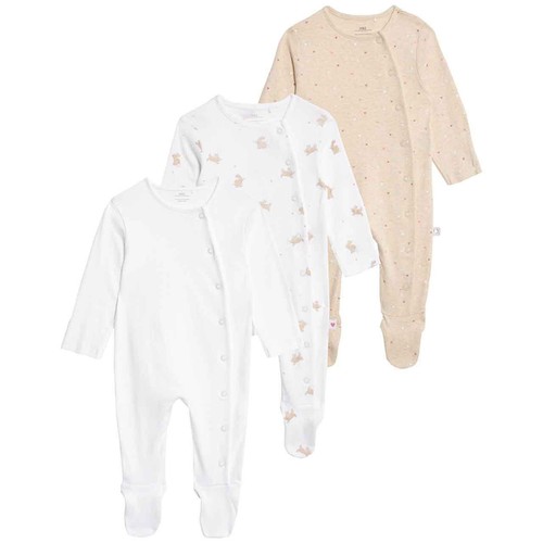 M&S Pure Cotton Bunny Sleepsuits, 18-24 Months, Light Pink
