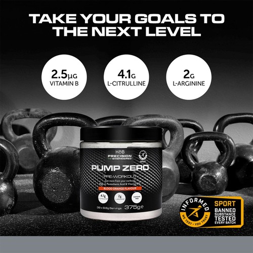 H&B Precision Engineered Pump Zero Pre Workout Powder Blood Orange thumbnail 2