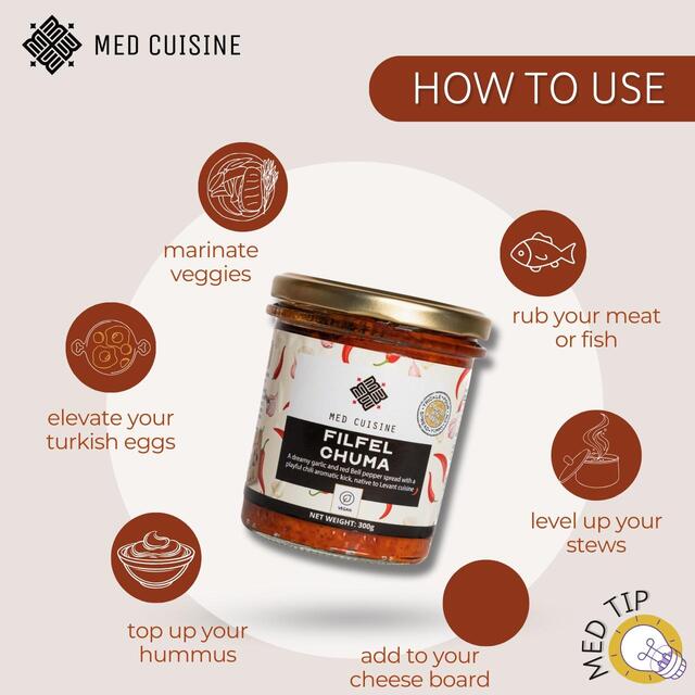 Med Cuisine Filfel Chuma Roasted Red Peppers, Garlic & Spices Spread thumbnail 2