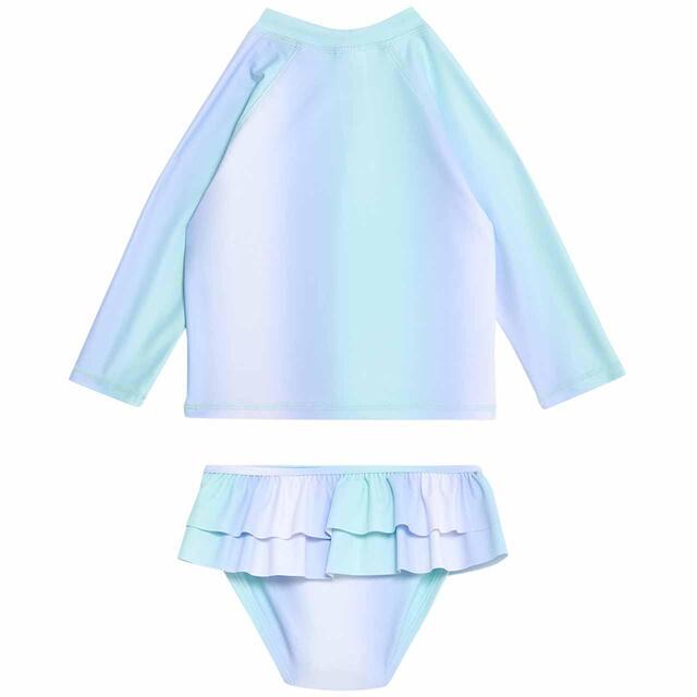 M&S Girls Frozen long sleeve swimming tankini, 6-7 Years, Blue thumbnail 2