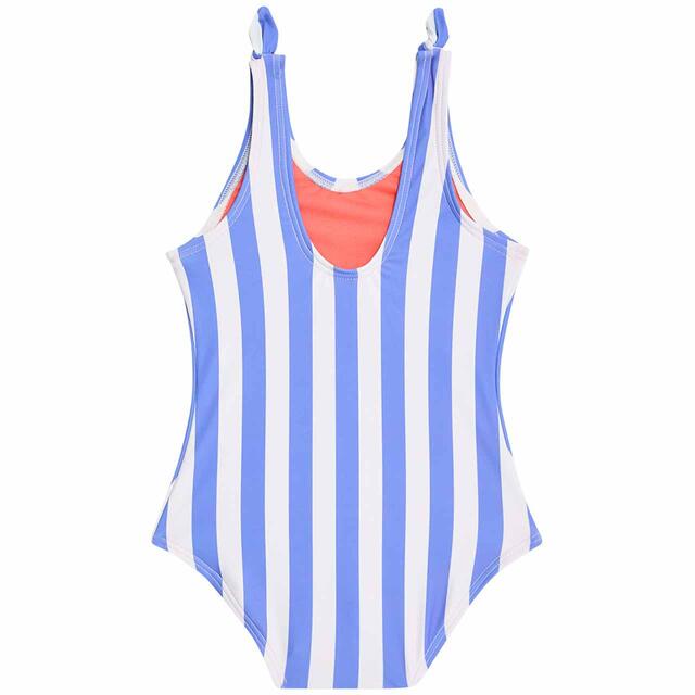 M&S Girls Striped Swimming Costume, 2-7 Years, Blue thumbnail 2