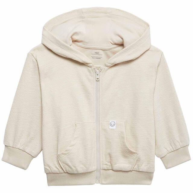 M&S Cotton Alfie Zip Through Hoodie, 0 Months-3 Years