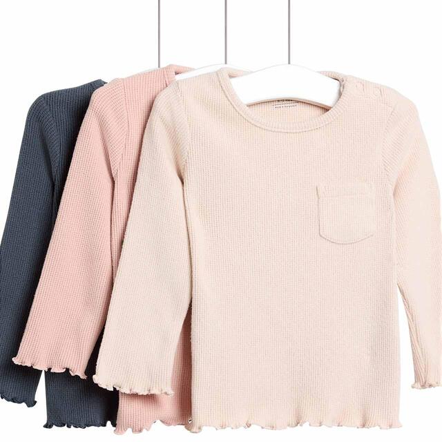 M&S Brushed Waffle Tops, 3 Pack, 0 Months-3 Years