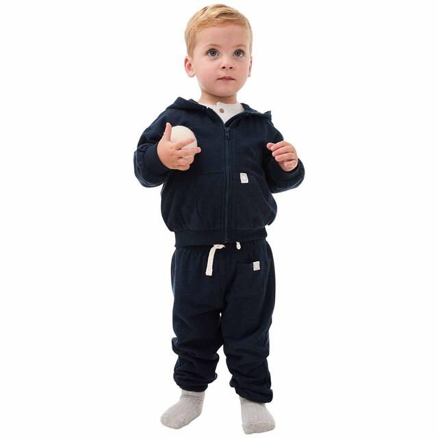 M&S Pure Cotton Zip Hoodie, 0 Months-3 Years, Navy thumbnail 3