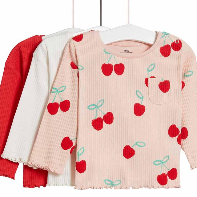 M&S Cherry Tops, 3 Pack, 0 Months-3 Years, Red thumbnail 2